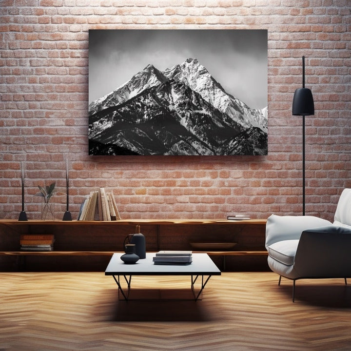Tableau Paysage Montagne Noir et Blanc, art mural décoration nature