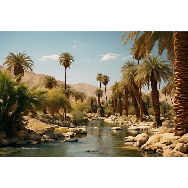 Tableau Paysage Palmiers Eau, art mural décoration nature