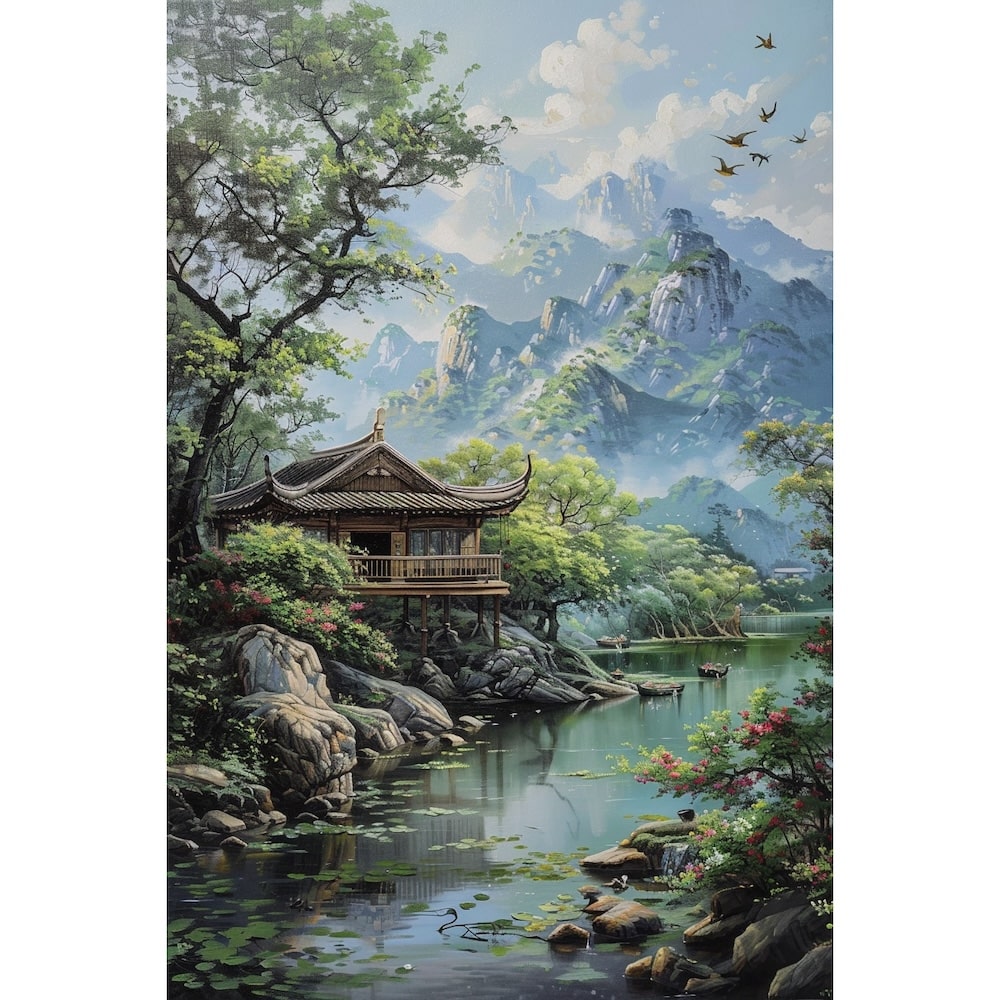 Tableau Paysage Asie, art mural décoration nature