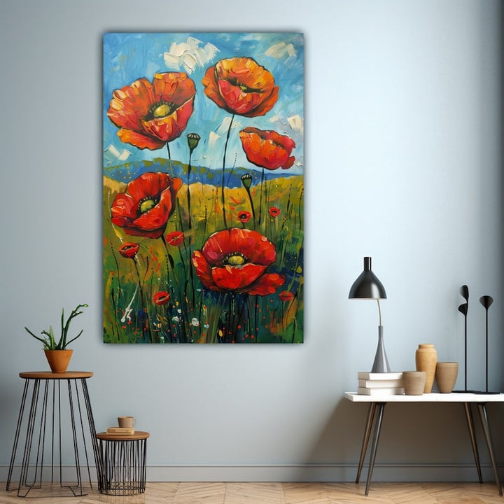 Tableau Peint Coquelicot