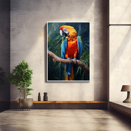 Tableau Peint Perroquet, art mural décoration nature