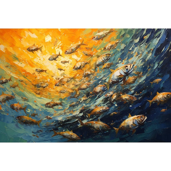 Tableau de Peintre avec Poisson, art mural décoration nature