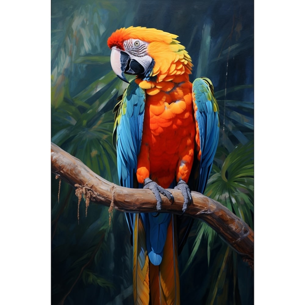Tableau Peint Perroquet, art mural décoration nature