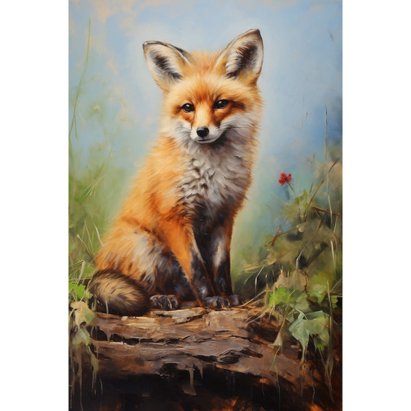 Tableau en Peinture à l'Huile de Renard, art mural décoration nature
