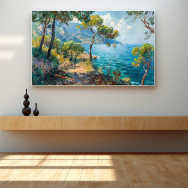Tableau Peinture Acrylique Bord de Mer, art mural décoration nature