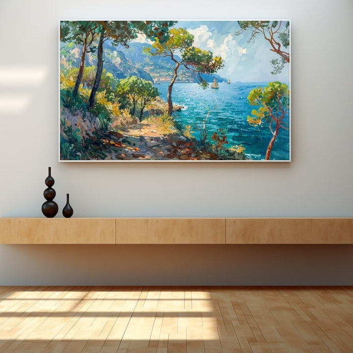 Tableau Peinture Acrylique Bord de Mer, art mural décoration nature