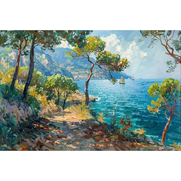 Tableau Peinture Acrylique Bord de Mer, art mural décoration nature