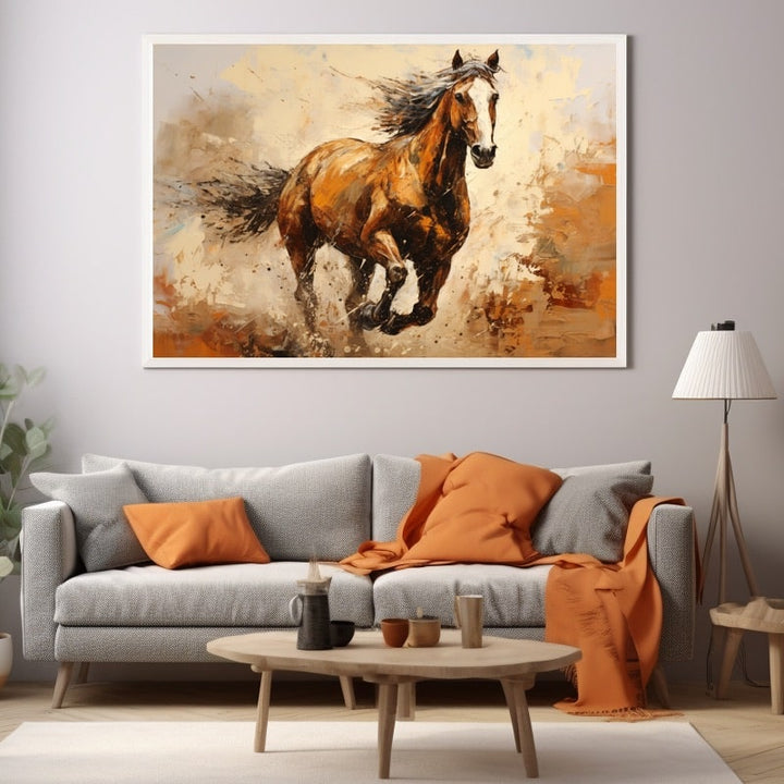 Tableau Peinture Acrylique Cheval, art mural décoration nature