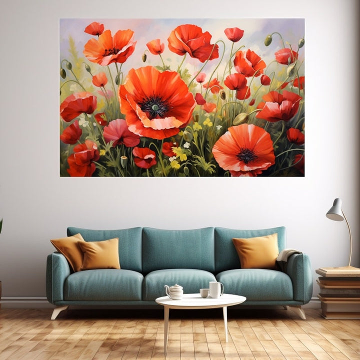 Tableau Peinture Acrylique Coquelicots