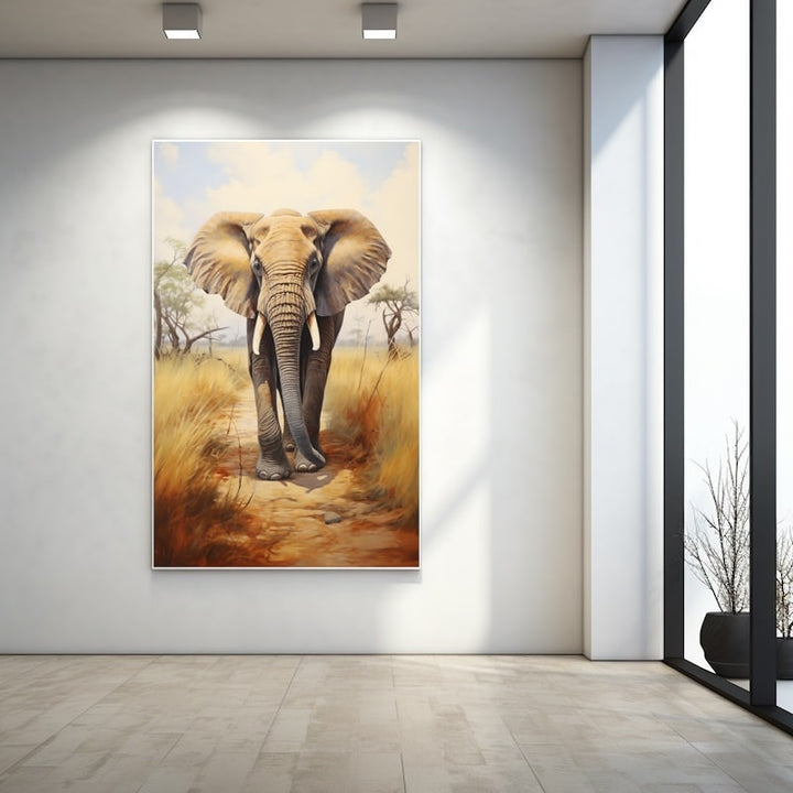 Tableau Peinture Acrylique Éléphant, art mural décoration nature