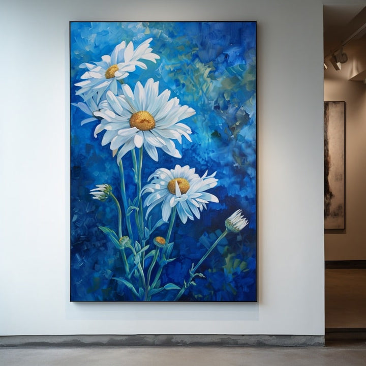 Tableau Peinture Acrylique Fleurs Blanches