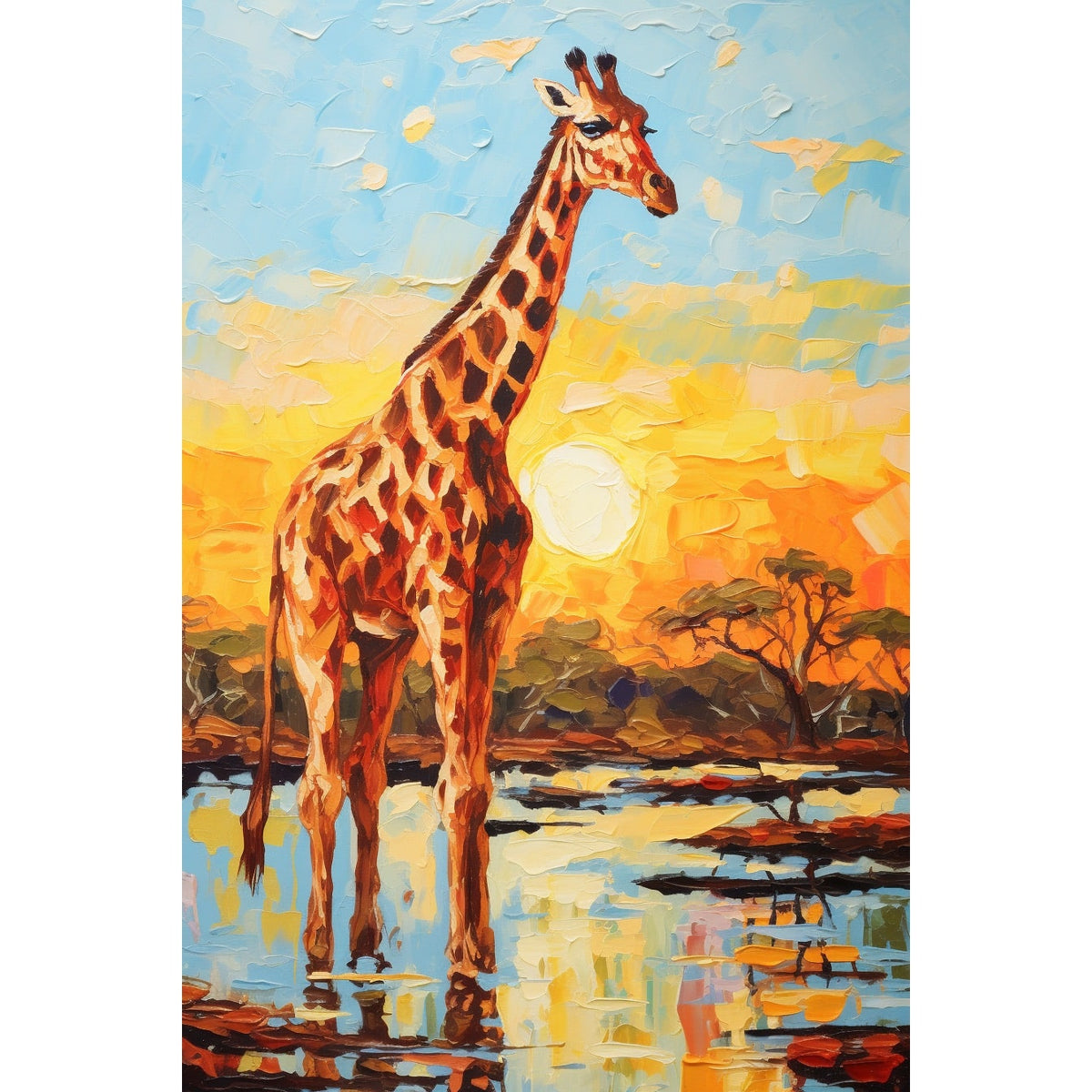Tableau Peinture Acrylique Girafe, art mural décoration nature