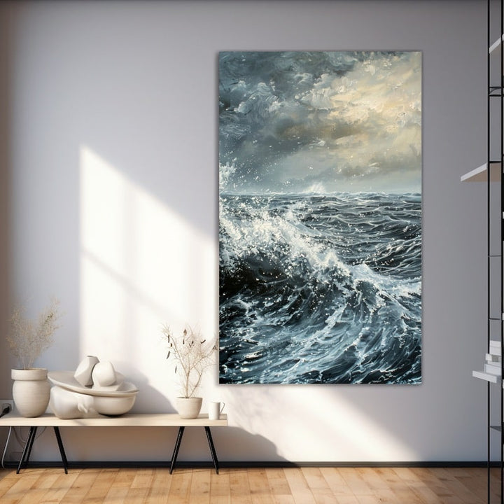Tableau Mer Agitée sous l'Orage, art mural décoration nature