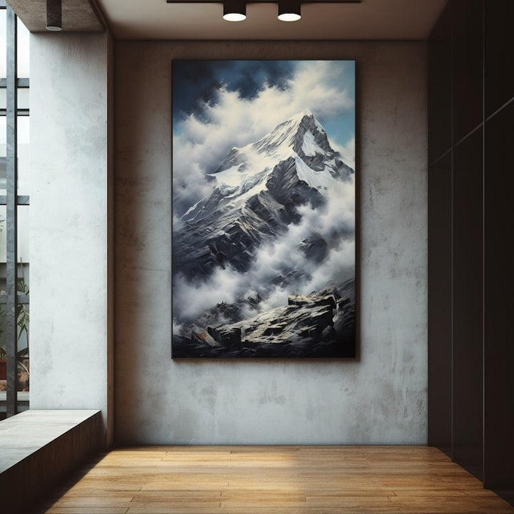 Tableau Peinture Acrylique Montagne, art mural décoration nature