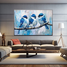 Tableau Peinture Acrylique Oiseaux, art mural décoration nature