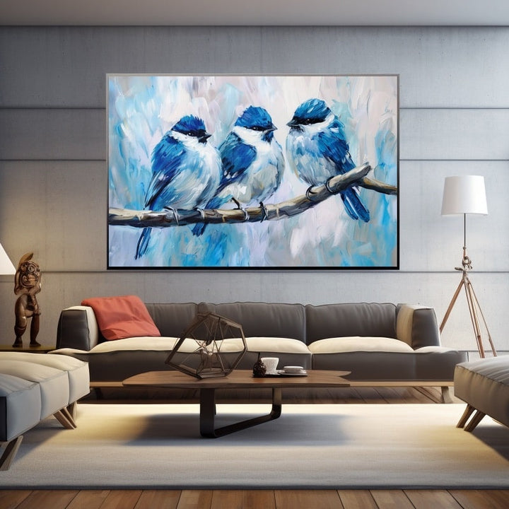 Tableau Peinture Acrylique Oiseaux, art mural décoration nature