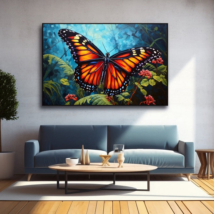 Tableau Peinture Acrylique Papillon, art mural décoration nature