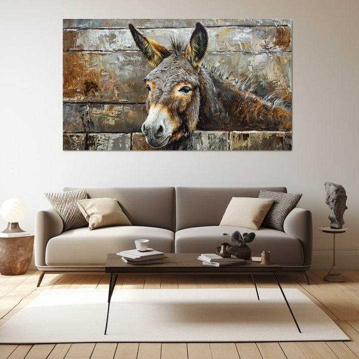 Tableau Peinture Ane, art mural décoration nature