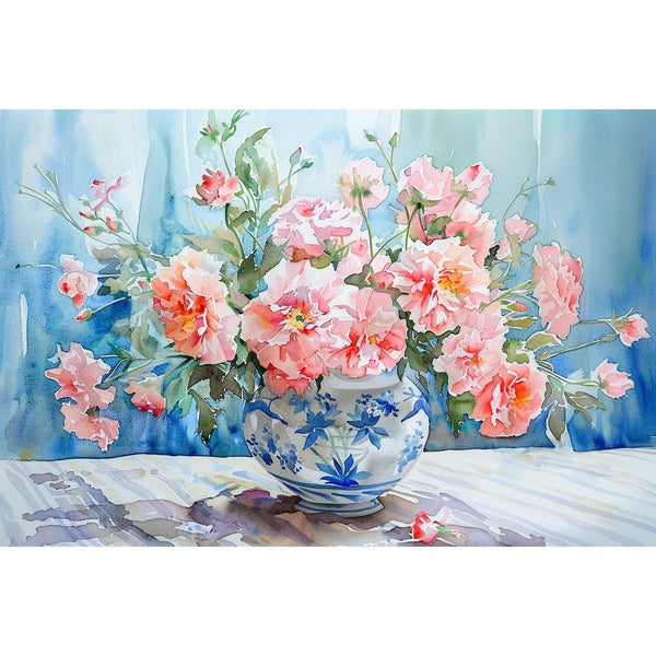 Tableau Peinture Aquarelle Bouquet Fleurs