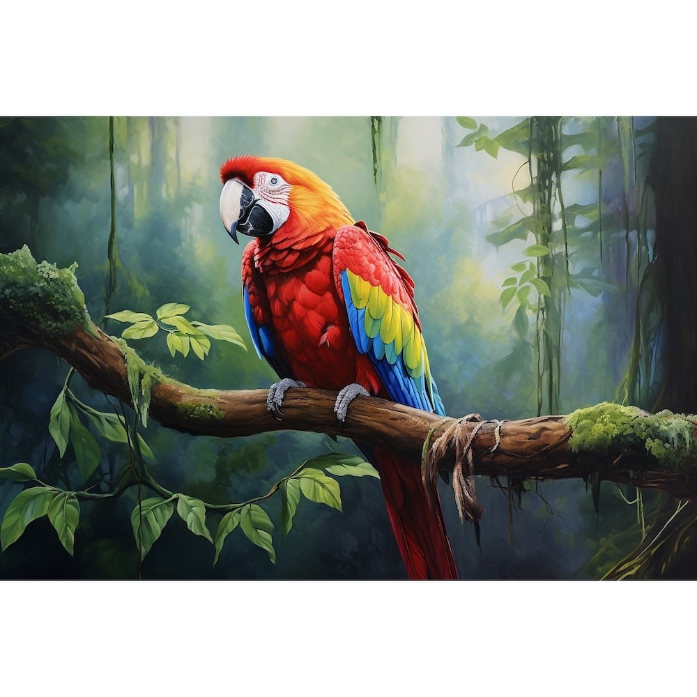 Tableau Peinture Perroquet Ara, art mural décoration nature