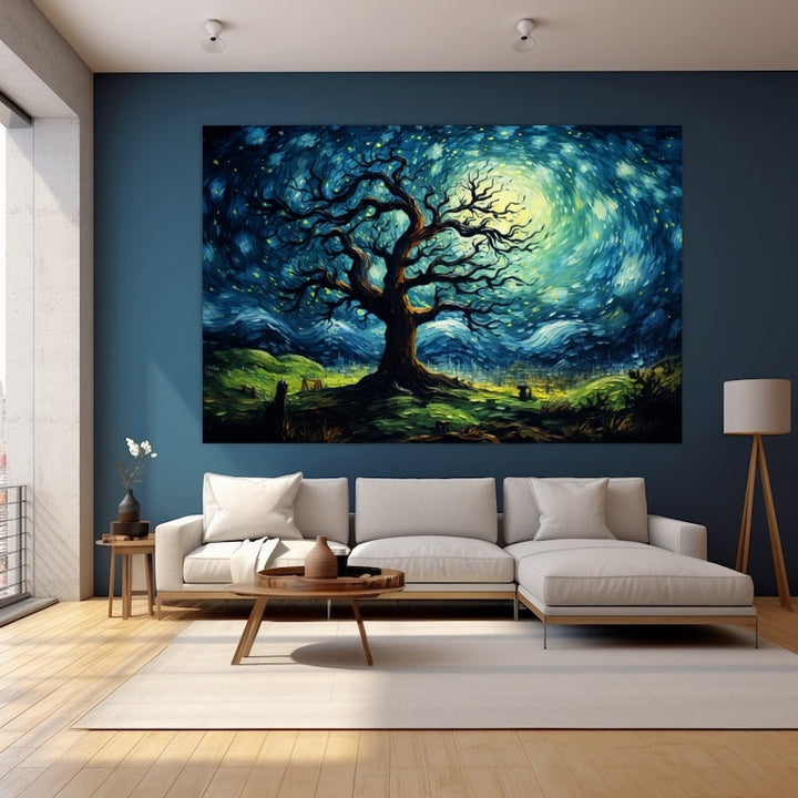Tableau Peinture Arbre Abstrait, art mural décoration nature