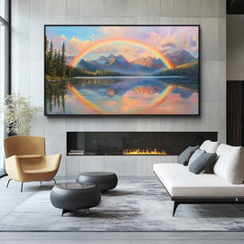 Tableau Peinture Arc en Ciel, art mural décoration nature