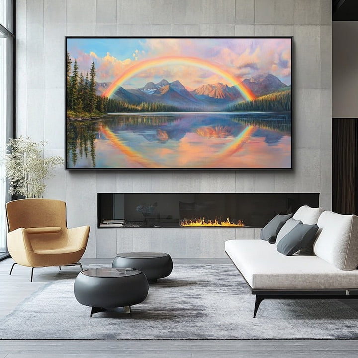 Tableau Peinture Arc en Ciel, art mural décoration nature