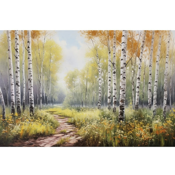 Tableau Peinture avec des Bouleaux, art mural décoration nature