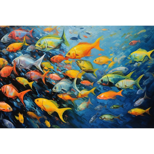 Tableau Peinture avec Poissons, art mural décoration nature