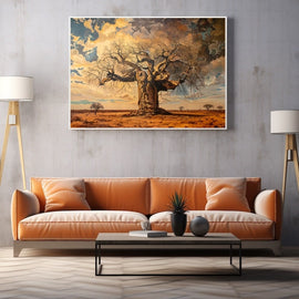 Tableau Peinture Baobab, art mural décoration nature