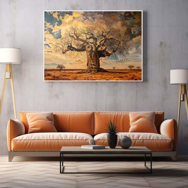 Tableau Peinture Baobab, art mural décoration nature