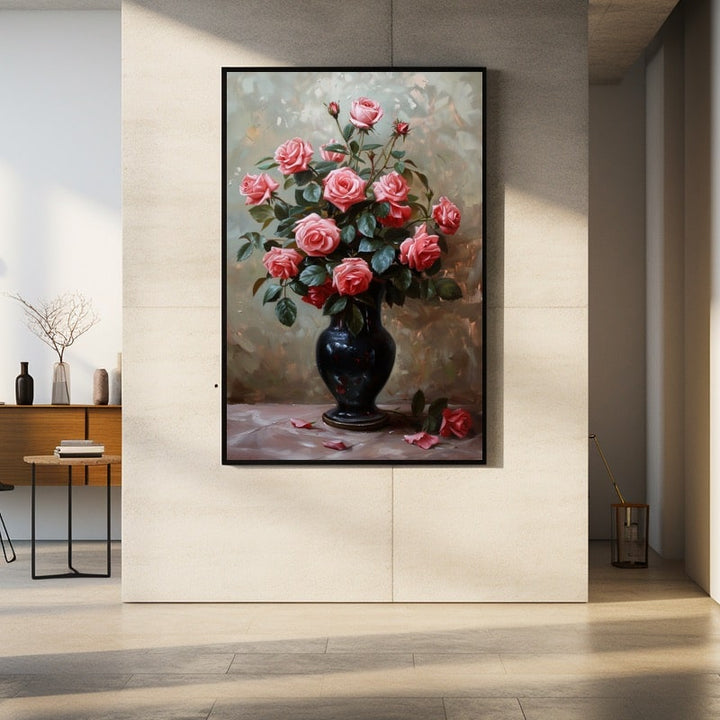 Tableau Peinture Bouquet de Roses, art mural décoration nature
