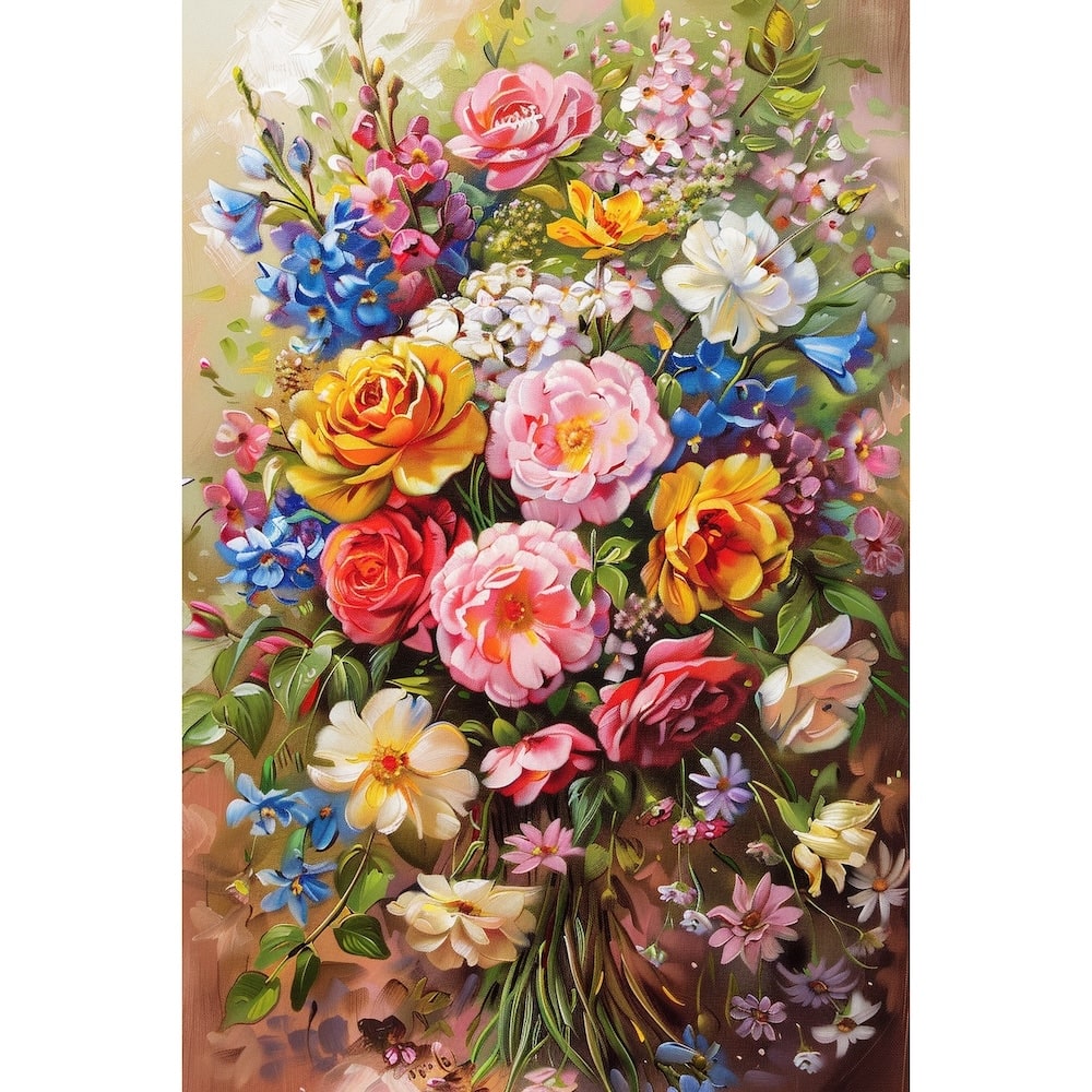 Tableau Peinture Bouquet Fleurs