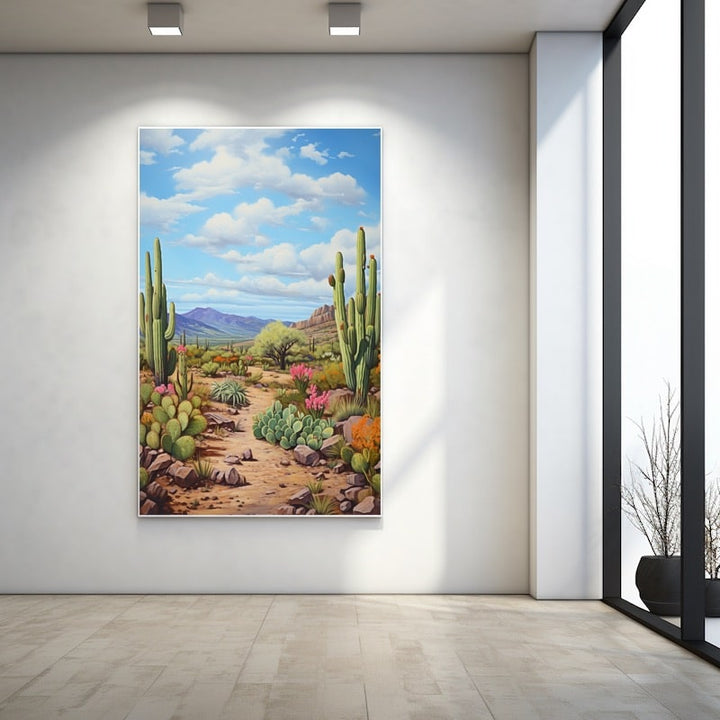Tableau Peinture Cactus Avec Fleurs