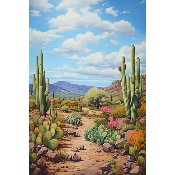 Tableau Peinture Cactus Fleurs