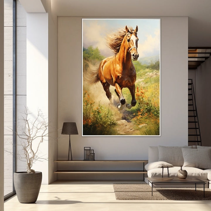Tableau Peinture Cheval, art mural décoration nature