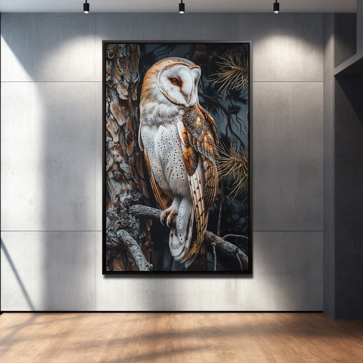 Tableau Peinture Chouette, art mural décoration nature