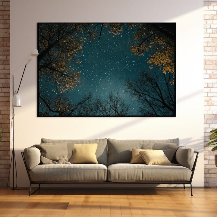 Tableau Peinture Ciel Étoilé, art mural décoration nature