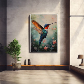 Tableau Peinture Colibri, art mural décoration nature