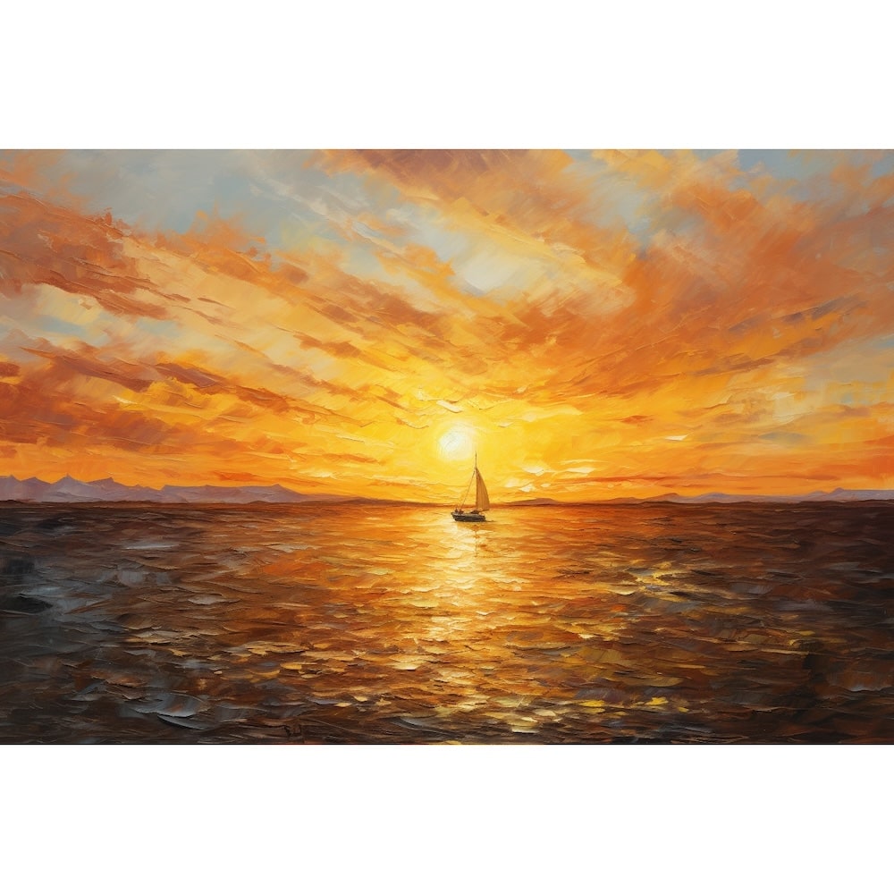 Tableau Voilier au Coucher de Soleil sur la Mer, art mural décoration nature