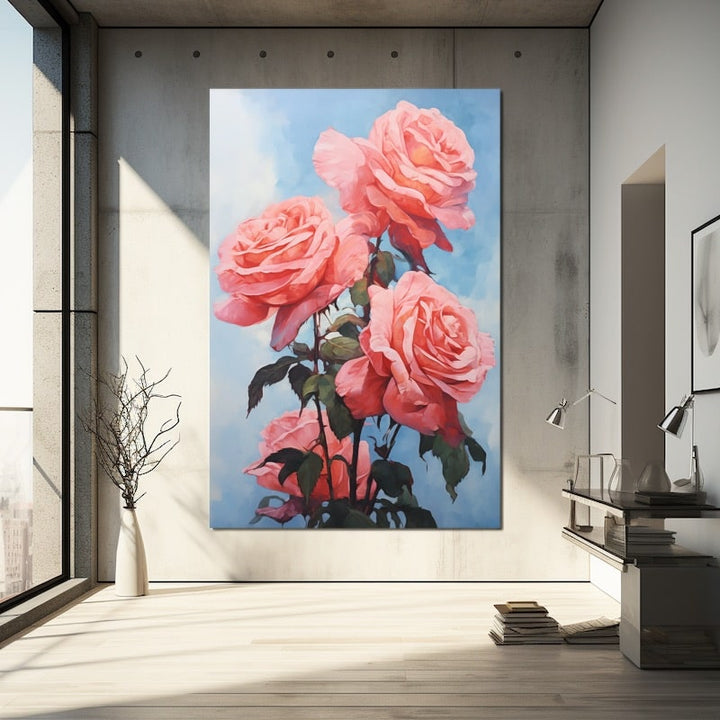 Tableau Peinture de Roses, art mural décoration nature