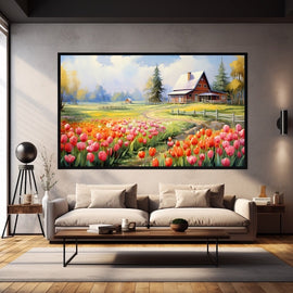 Tableau Peinture de Tulipes, art mural décoration nature
