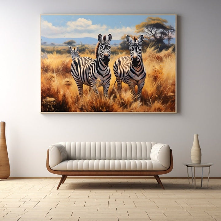 Tableau Peinture de Zèbres, art mural décoration nature