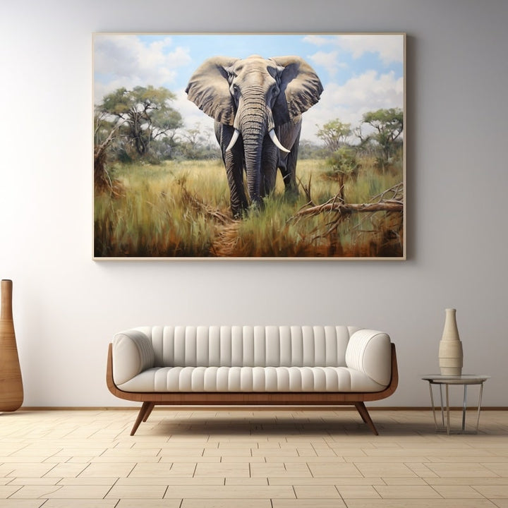 Tableau Peinture Éléphant Couleur, art mural décoration nature