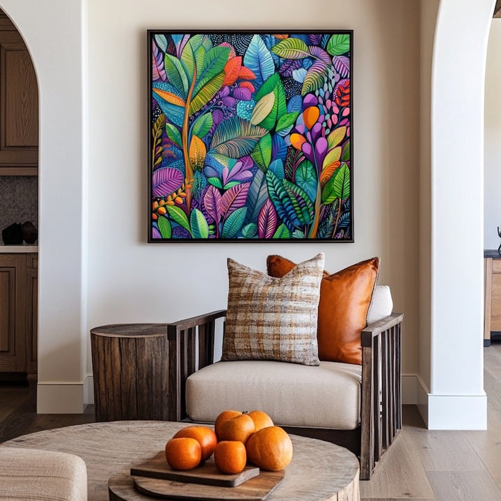 Tableau Peinture Feuillage, art mural décoration nature