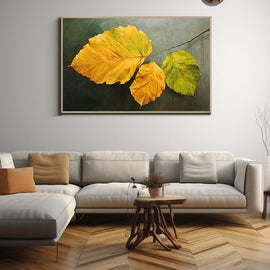 Tableau Peinture Feuille, art mural décoration nature
