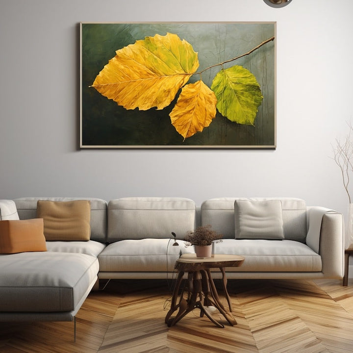 Tableau Peinture Feuille, art mural décoration nature