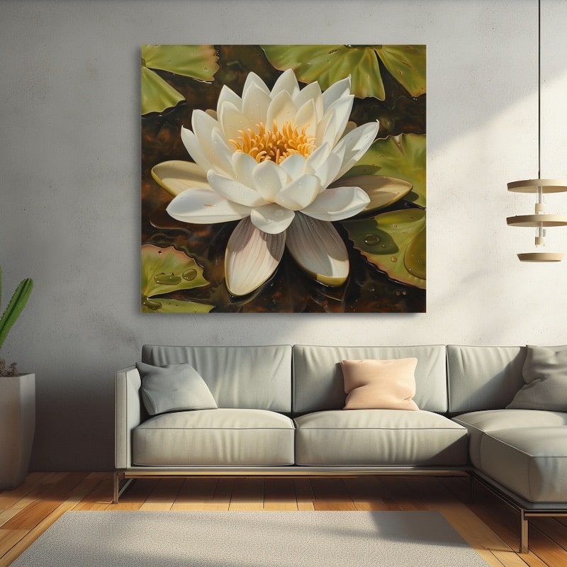 Tableau Peinture Fleur De Lotus