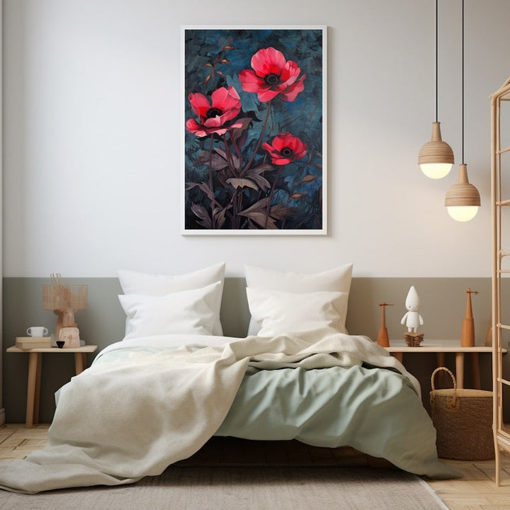 Tableau Peinture Fleurs Rouges
