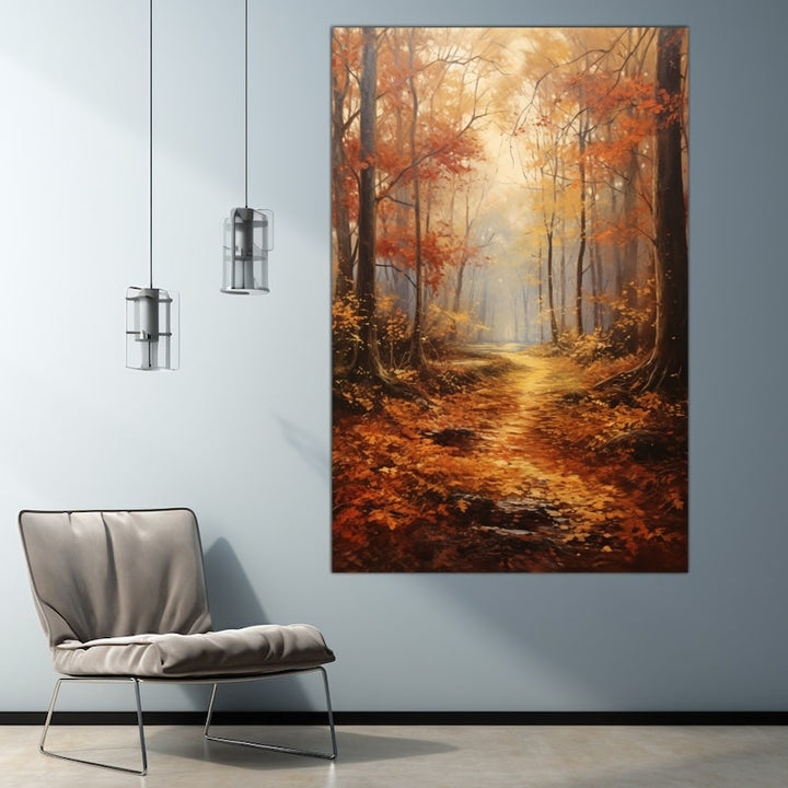 Tableau Peinture Forêt Automne, art mural décoration nature